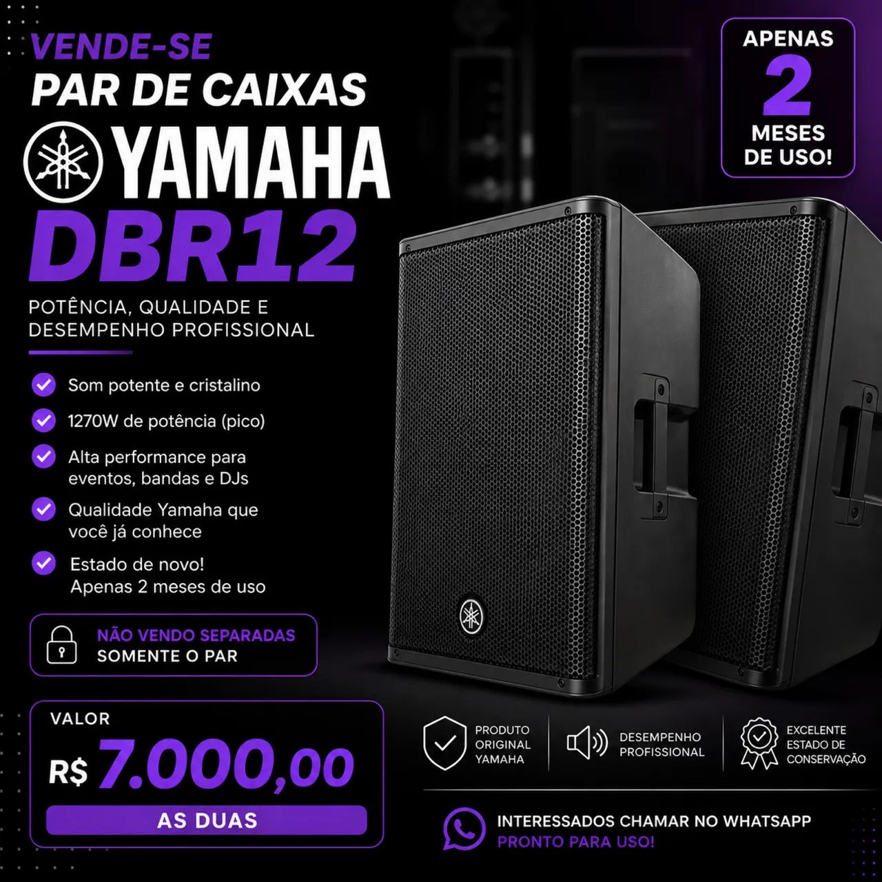 Par de caixa ativa Yamaha DBR 12. 