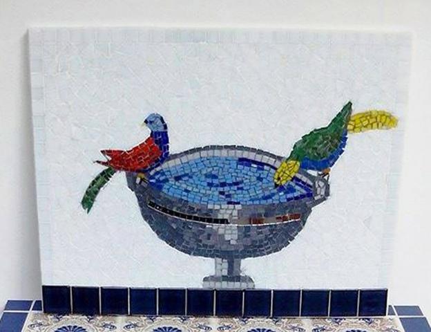 Quadro, flores, passaro, são Paulo, mosaico - Foto 2