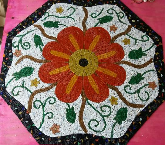 Piso, mandala, mosaico, peixe, flor de lis - Foto 6