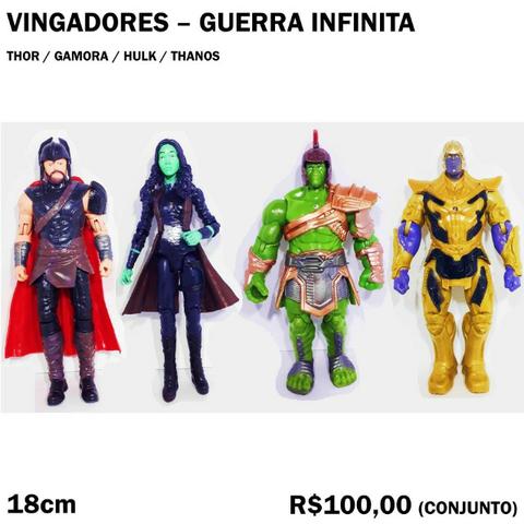 Conjunto Vingadores Guerra Infinita Thor, Gamora, Hulk, Thanos