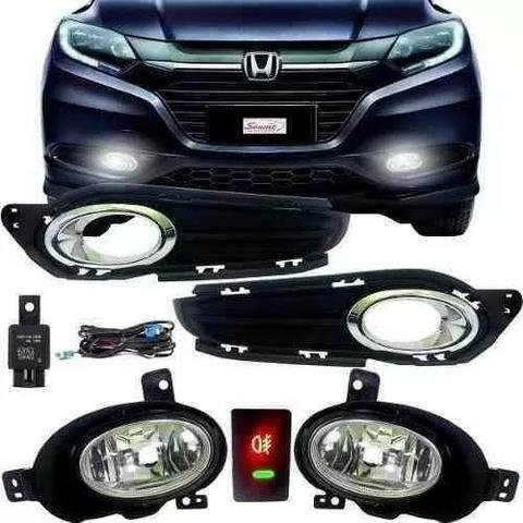Kit Farol Milha Neblina Aro Cromado Honda HRV 2015 a 2018