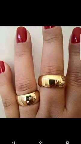 Par de alianças em moeda antiga 6mm boleadas solitário banhado 18k de brinde - Foto 4