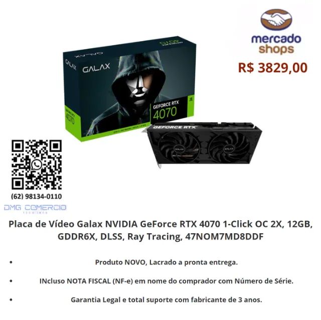 Placa De Vídeo Nvidia Galax Rtx 4080 Sg 16gb Gddr6x Com Nf-e