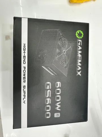 Fonte Gamemax 600W 80 Plus White, PFC Ativo, Preto - GS600