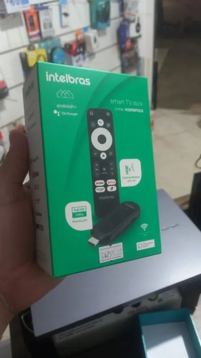Aparelho Stick intelbras sistema android e comando de voz