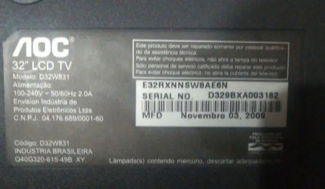 Botão de Comando Power Off On tv AOC 32 polegadas  - Foto 3