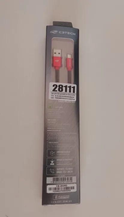 Cabo USB-Micro USB 2,0A 2m  Vermelho C3Tech - Foto 3