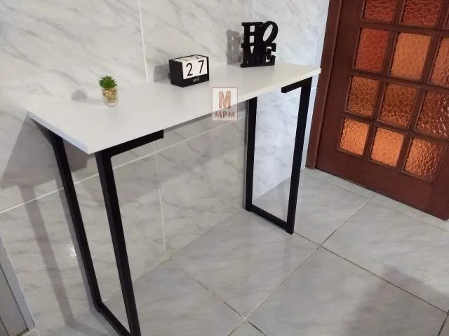 Aparador Estilo Industrial em Tampo Branco aço Preto - Foto 2