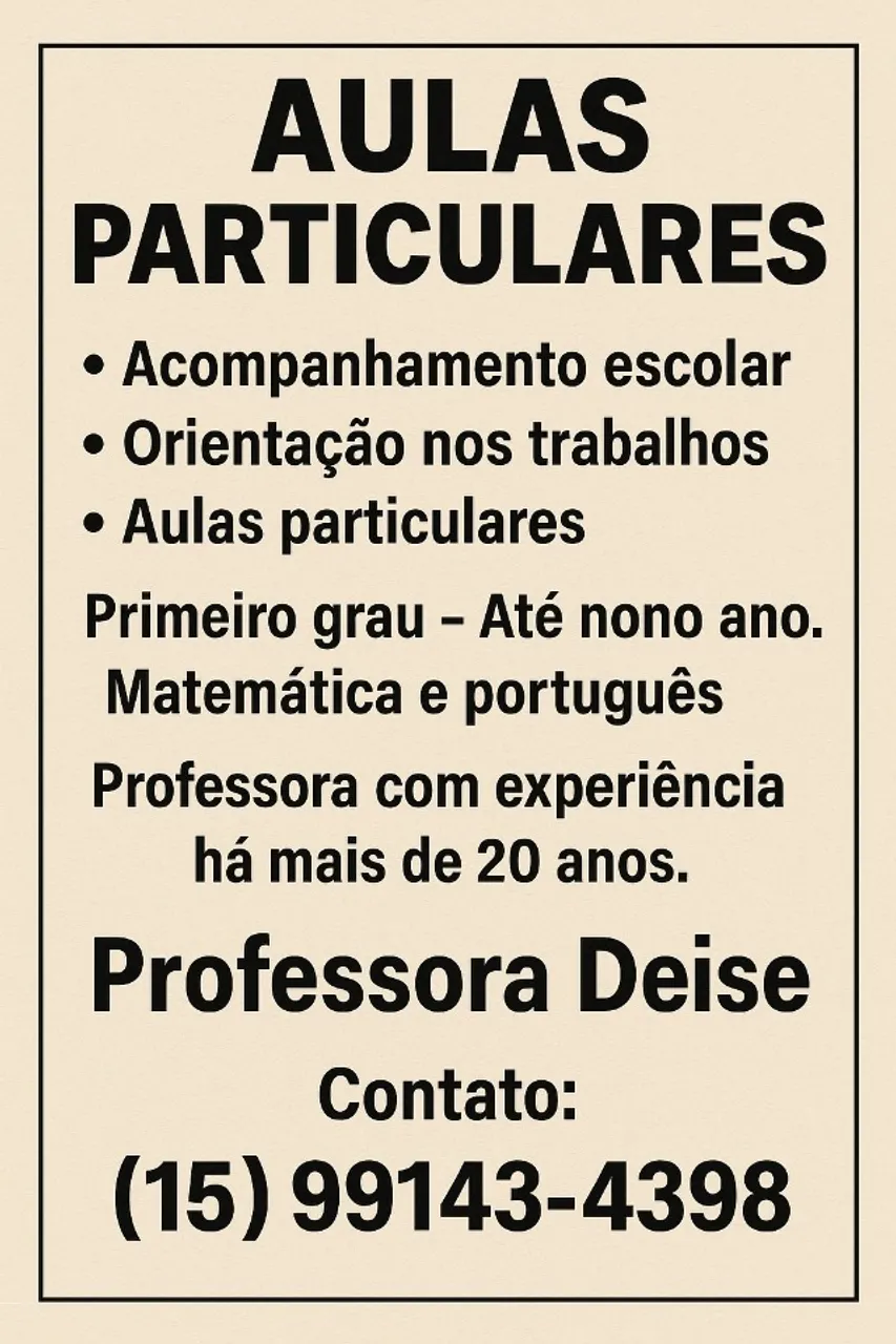 Aulas Particulares - Reforço