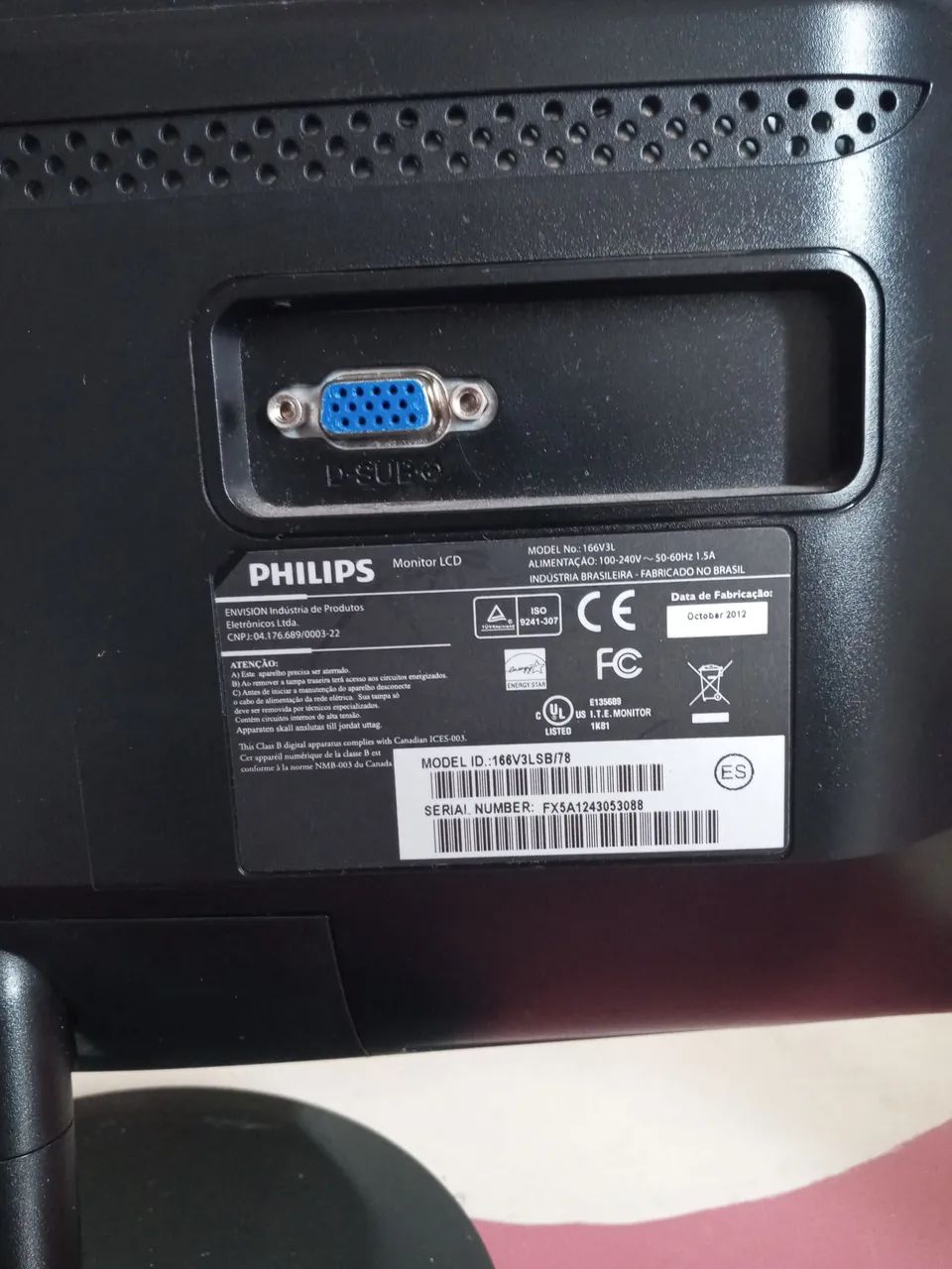 Monitor Philips LCD Led- 166v3L 15" - Foto 4