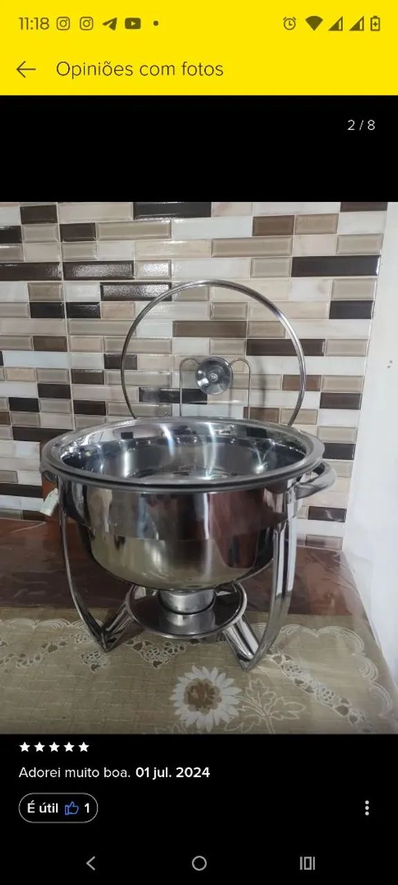 Réchaud de Aço Inox com Tampa PROMOÇÃO  - Foto 3
