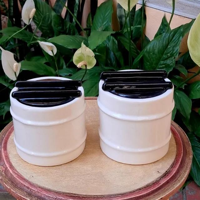 2 Potes em Cerâmica com Tampa