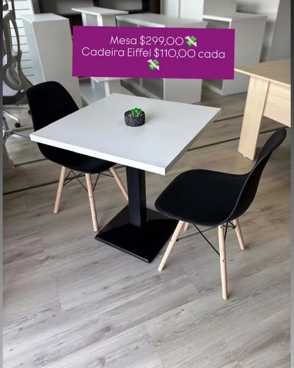Mesa de Jantar Branca estrutura de ferro 