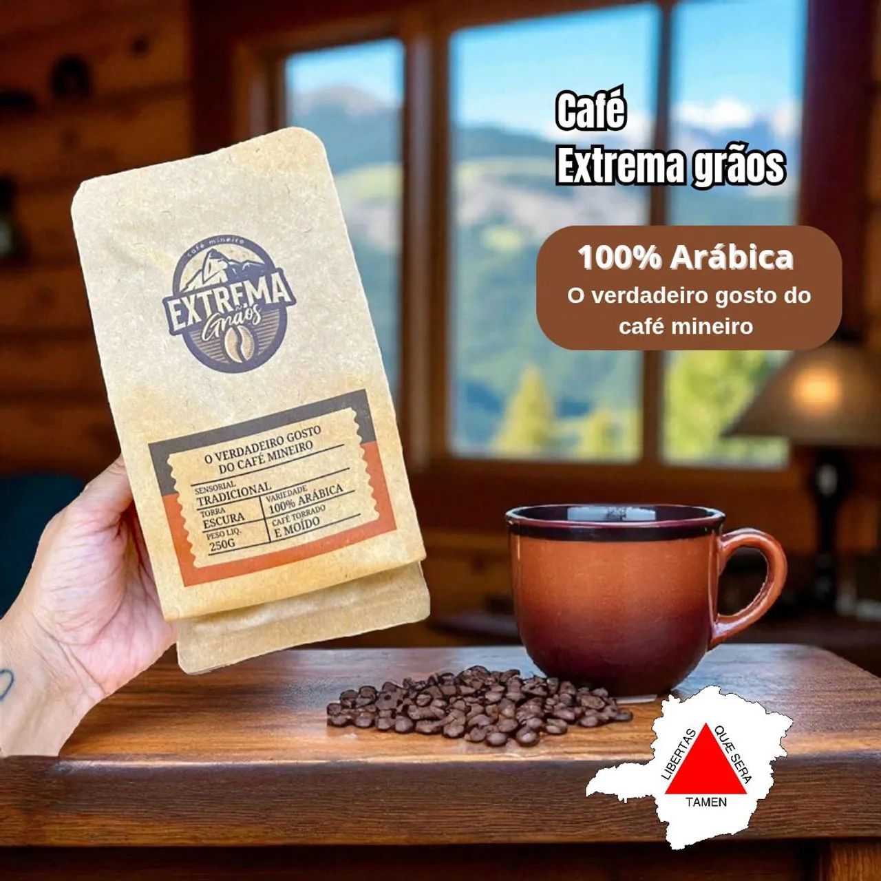 Café extrema grãos 250g torrado e moído 