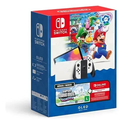 Nintendo Switch OLED + Jogo Mario + Pokémon Arceus + Kit 34 Peças!