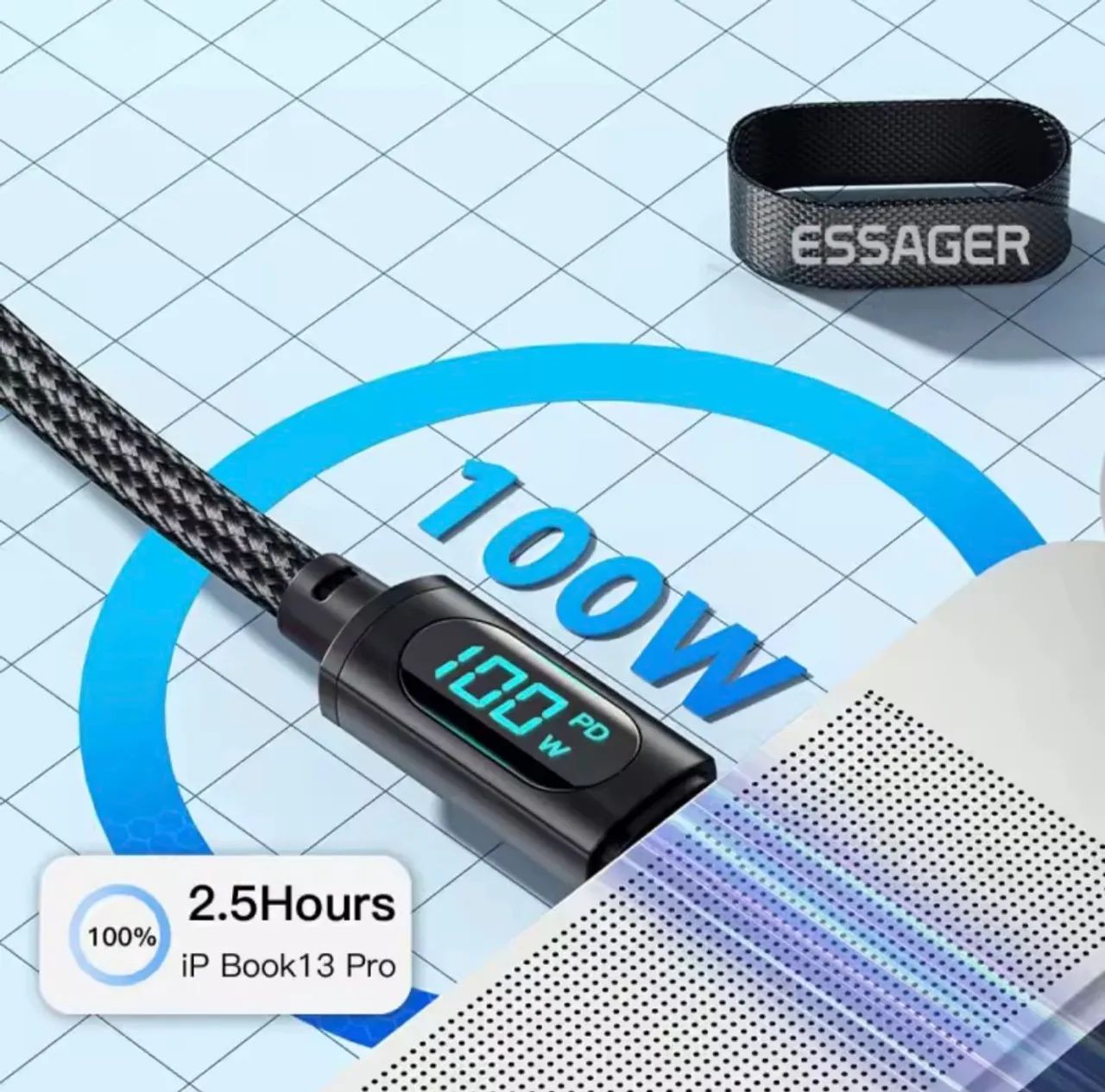 Cabo USB C 100w com display digital  - Foto 3