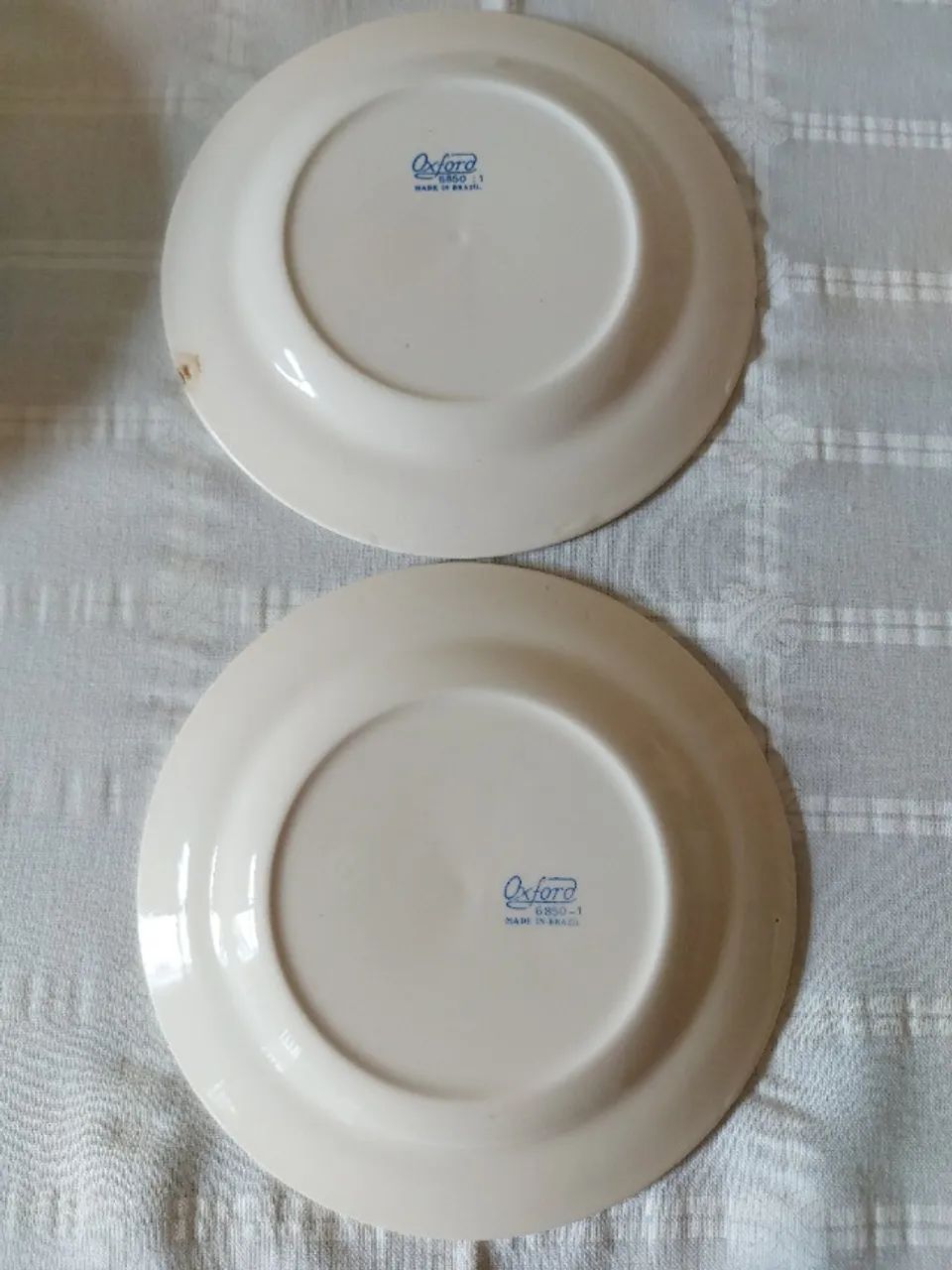 vintage - conjunto de pratos rasos e de sobremesa - padrão cebolinha - oxford - Foto 6