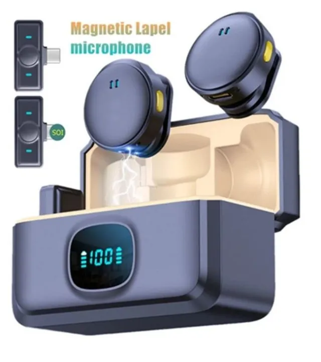 Microfone de lapela magnético sem fio - redutor de ruído incrível