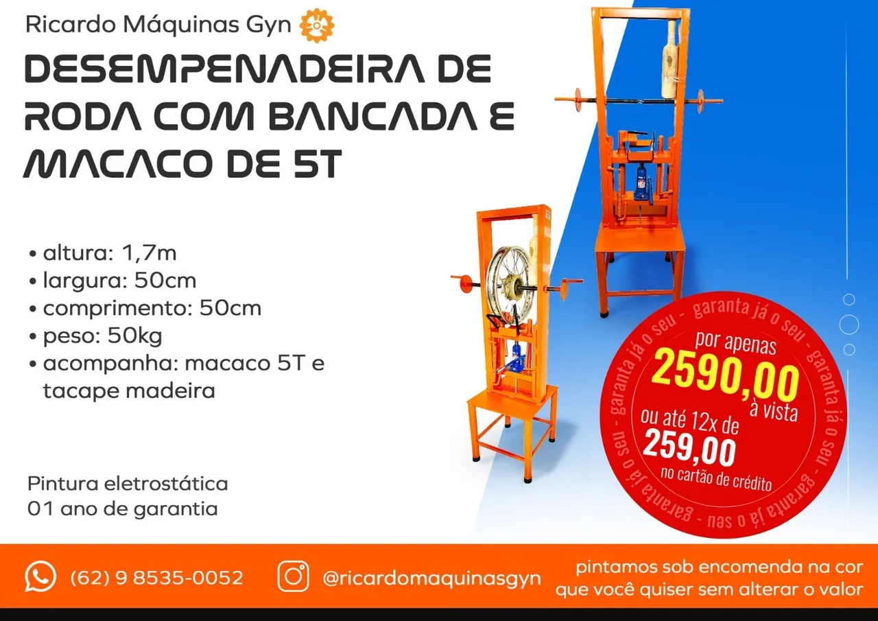Desempenadeira Roda Moto com Bancada e Macaco de 4T
