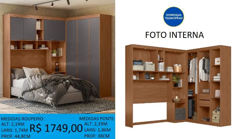 Roupeiro modulado casal - Entrega e montagem GRATIS