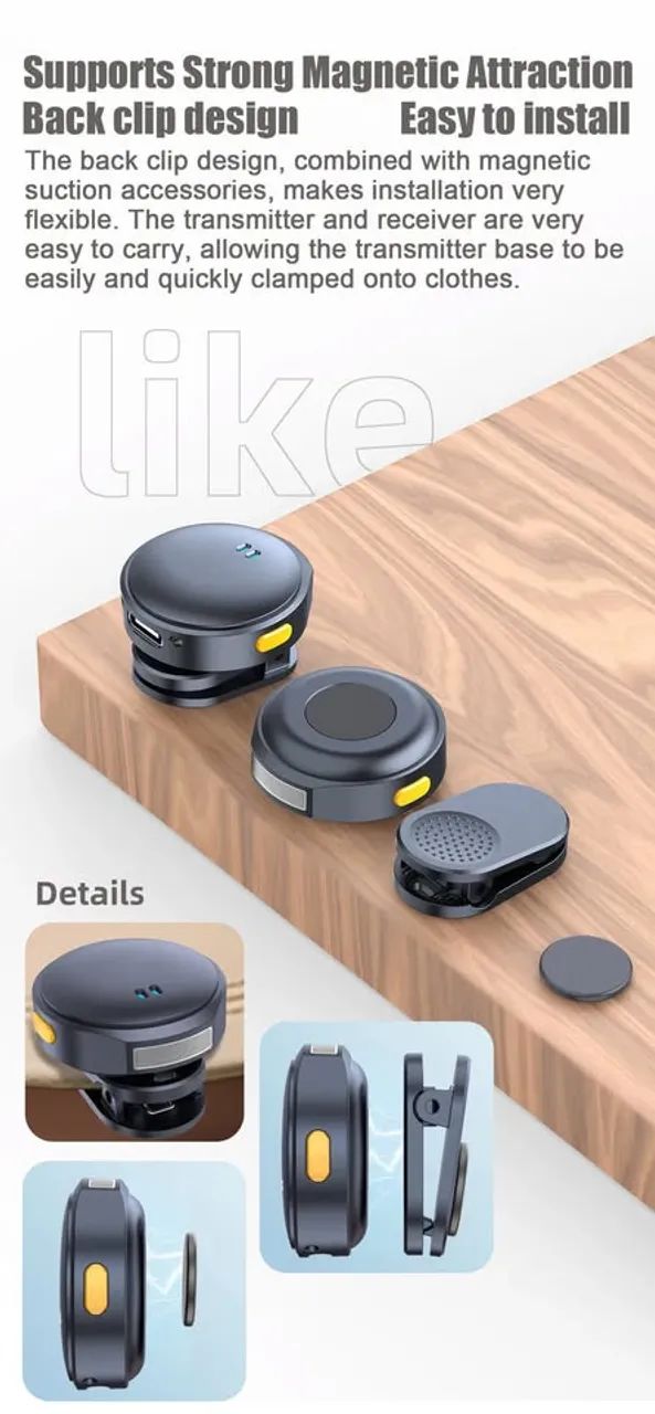 ? Microfone de Lapela Sem Fio Magnético - Qualidade Profissional na Palma da Sua Mão! ? - Foto 3