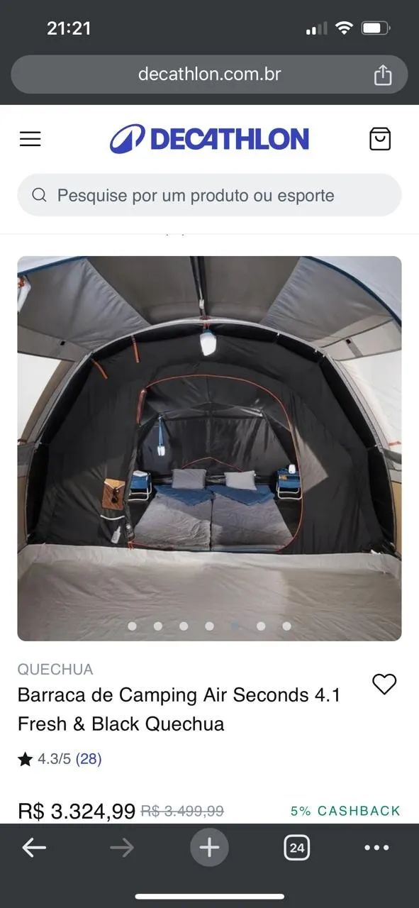 Barraca camping Air Seconds 4.1 fresh black quéchua - Foto 3
