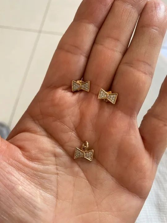 Brincos e Pingente ROMMANEL de Laço com Pedras de Zircônia  - Foto 4