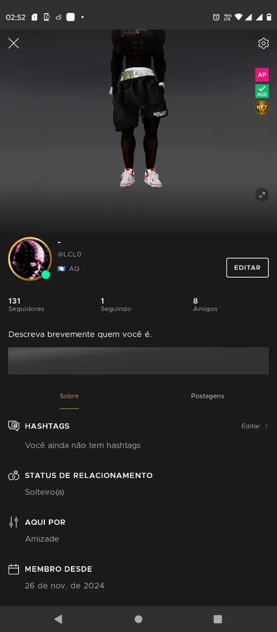 Conta online Do IMVU (Com AP,AGE,NFT , TRÊS FITS MONTADOS E SALA PÚBLICA FIXA