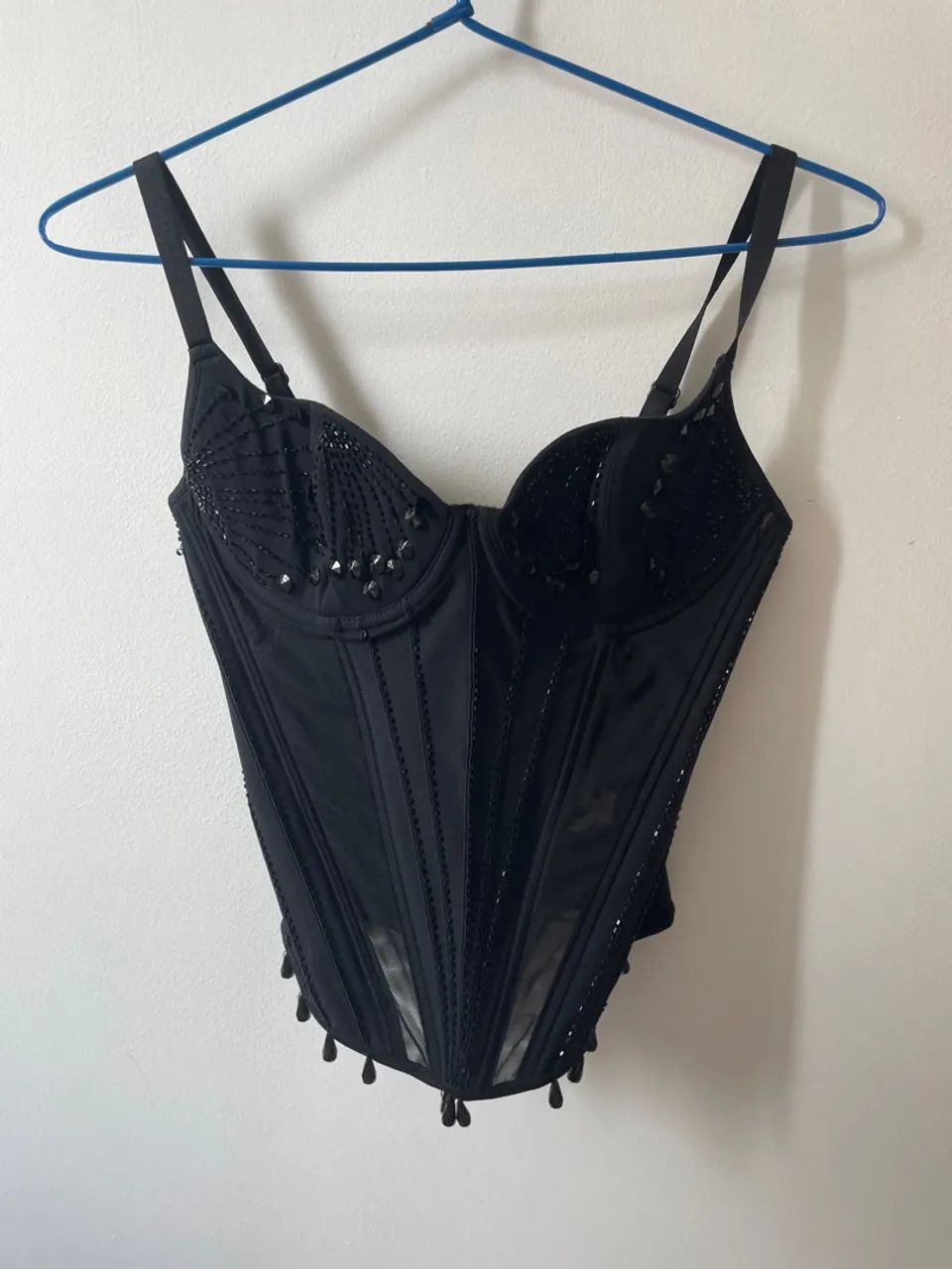 Corset Preto com Detalhes em Pedraria