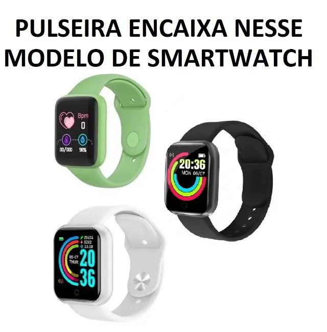 Pulseira p/ Smartwatch Silicone (Rosa ou Preta) - Foto 5