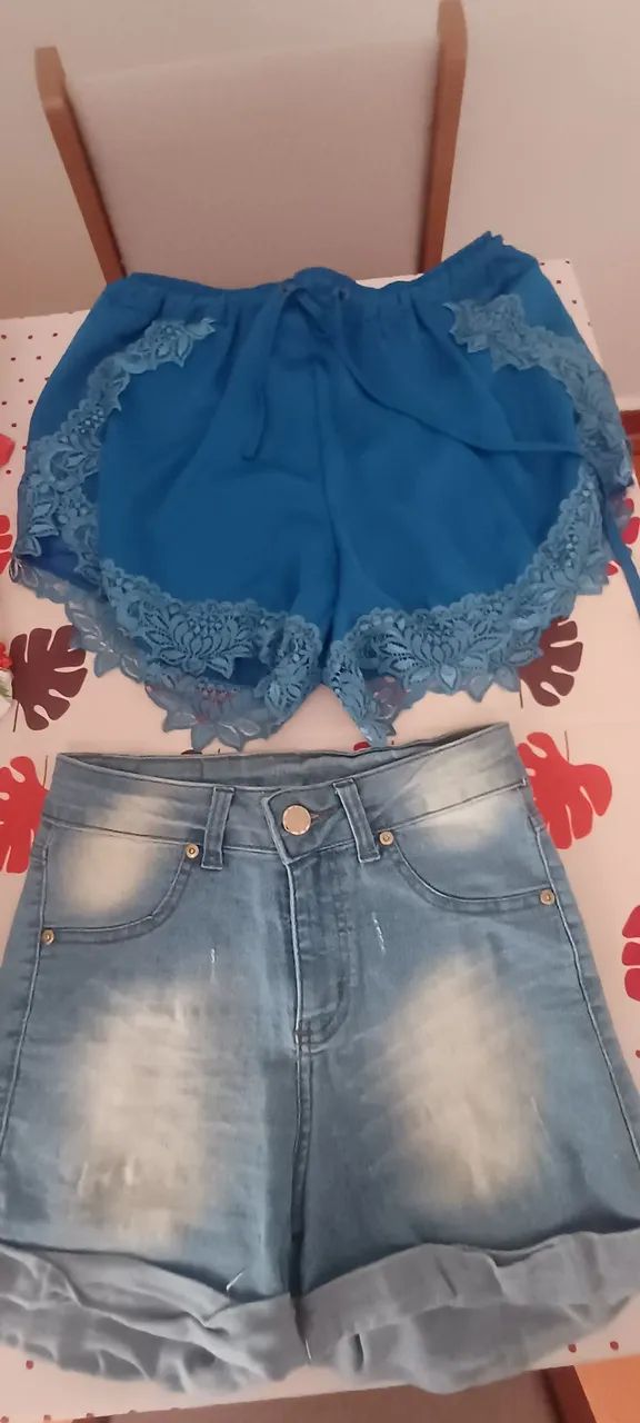 Shorts Jeans e Branco - Foto 3