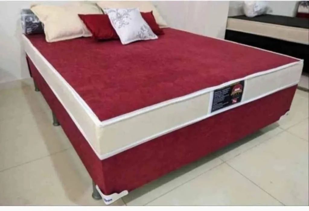 Cama Box Casal Vermelha com Detalhes Brancos - Foto 3
