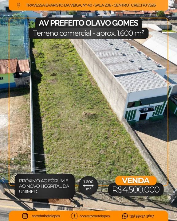 Terreno comercial próximo ao Fórum na Av. Pref. Olavo Gomes - 1.600 m²