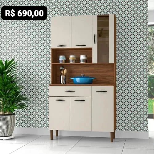 Armário de Cozinha Completo Branco com 6 Portas e 2 Gavetas - Foto 3