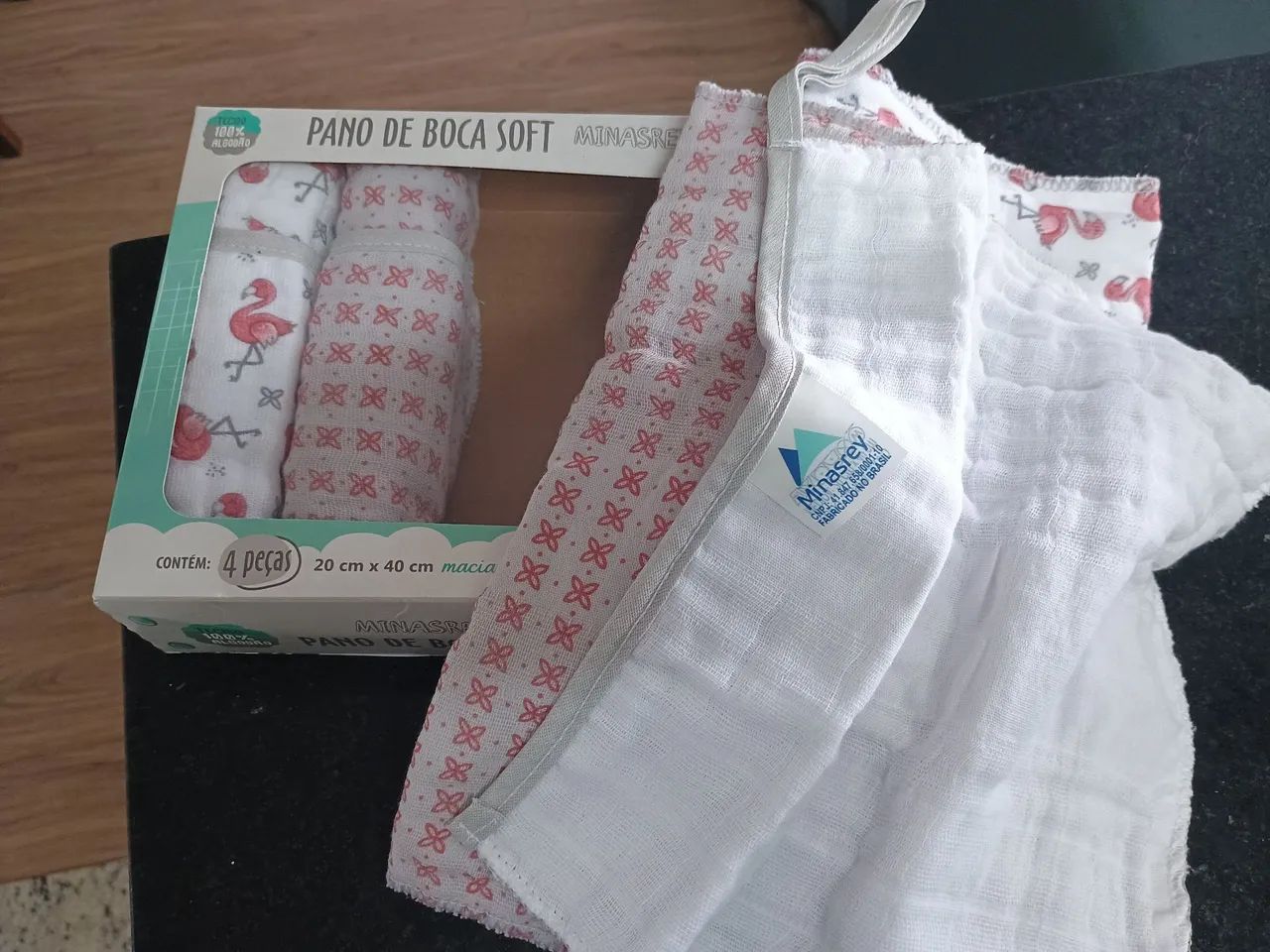 Pano de Boca Soft Minasrey - Flamingo - 4 Peças