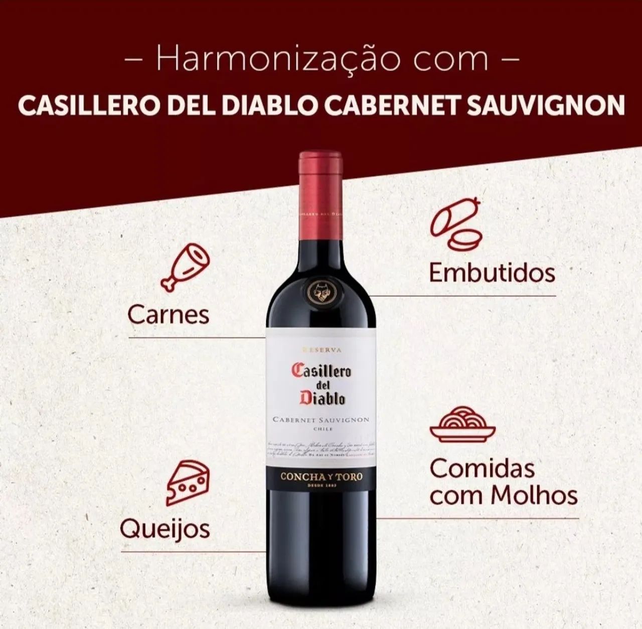 Vinho tinto Cabernet Sauvignon Casillero Del Diablo 750ml. - Foto 4