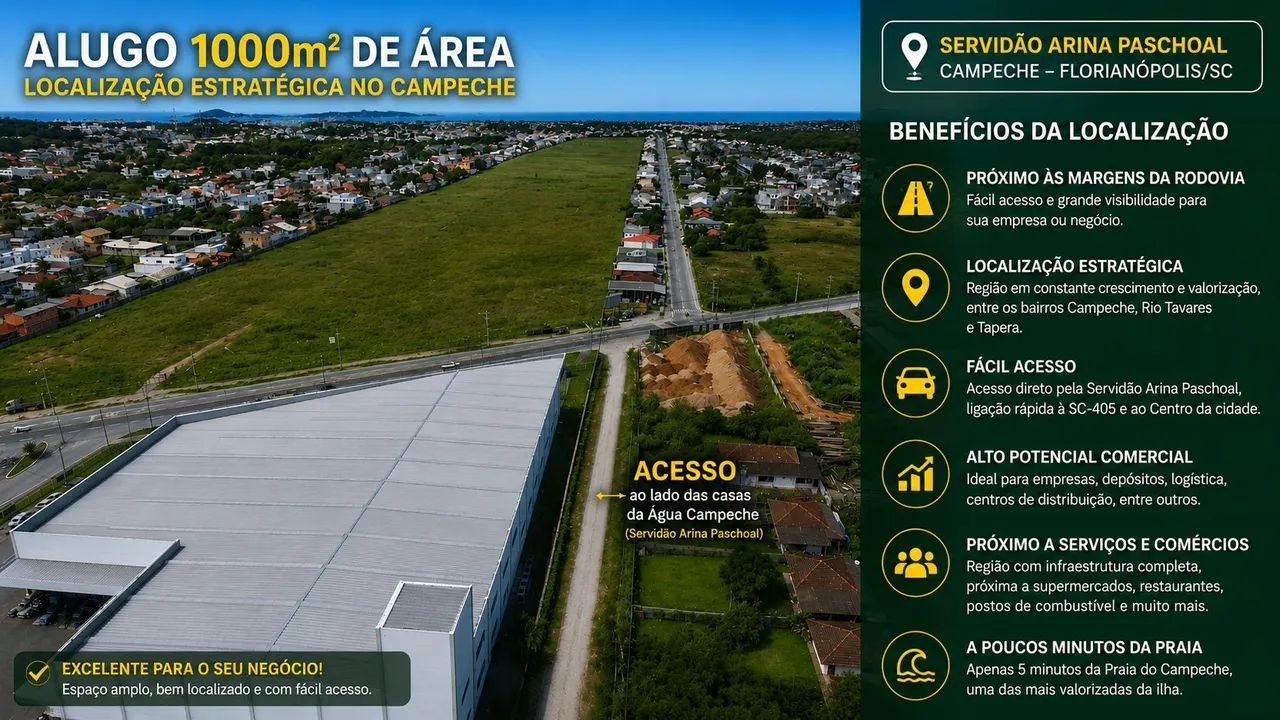Terreno 1.000m² para Locação no Campeche | Energia Trifásica - Foto 3