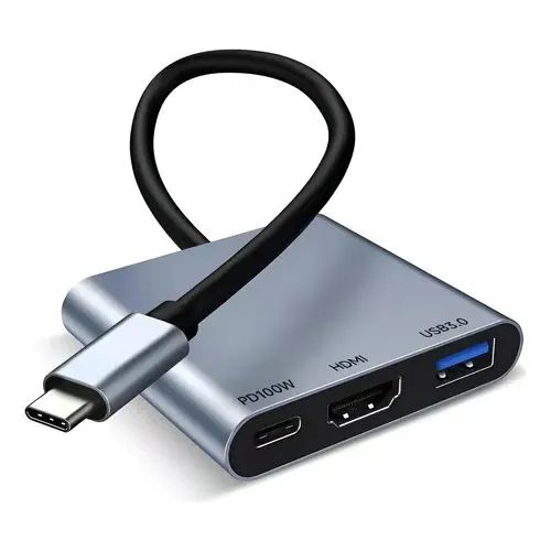 Adaptador tipo C 3 em 1 - HDMI/Tipo C/USB 3.0 - Foto 3