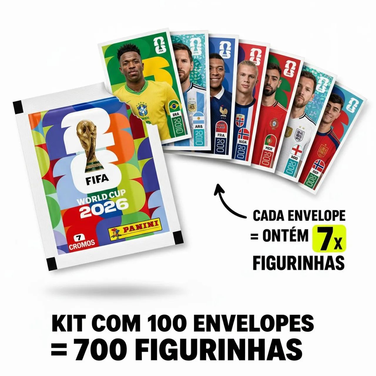 Kit 100 Envelopes figurinhas Copa do Mundo 2026 Original - Foto 3