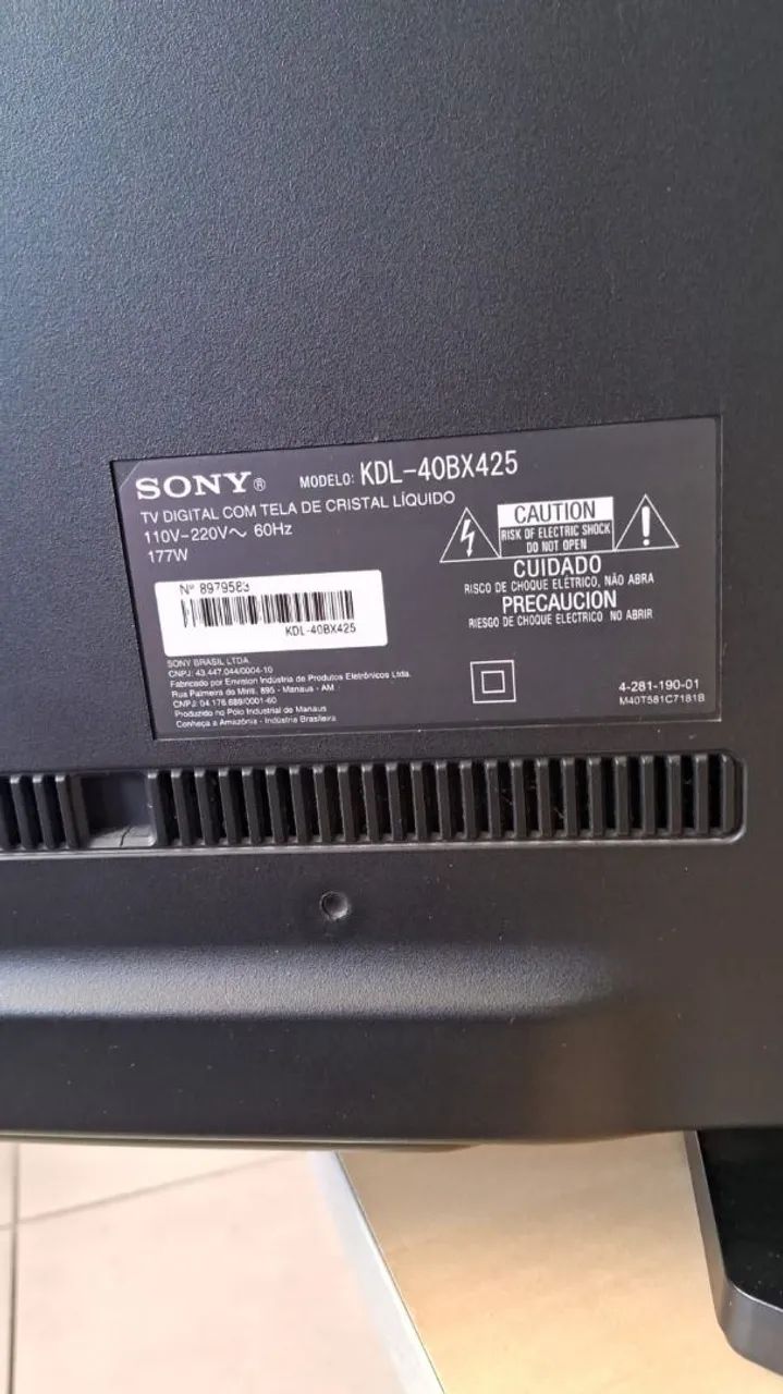 Tv Sony KDL-40Bx425 :tem controle 
