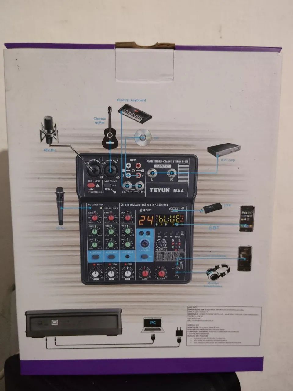 Mesa de Som Teyun 4 Canais - Com Bluetooth e Interface de Áudio - Foto 2