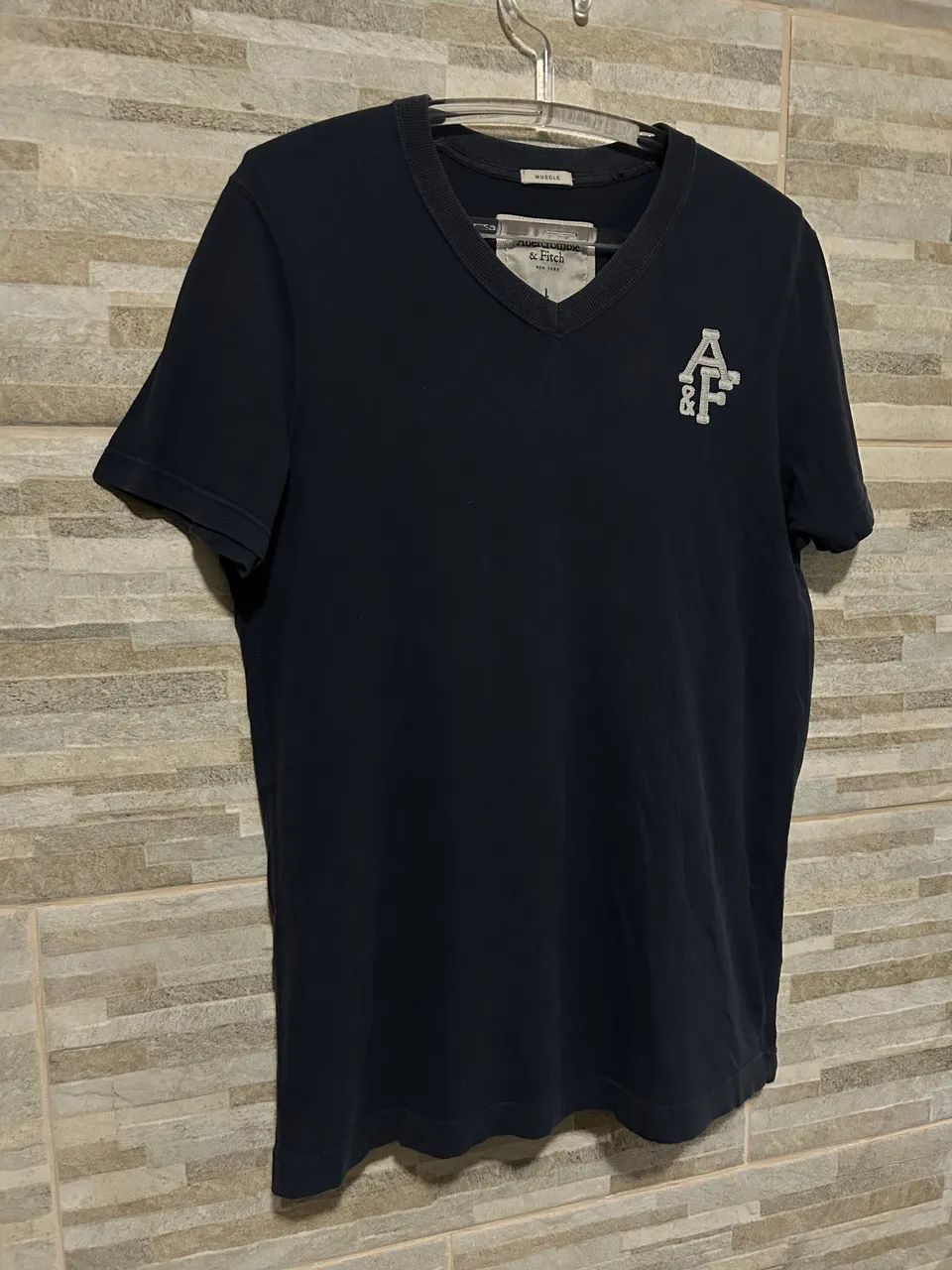 Camisa básica azul Abercrombie G - Foto 3