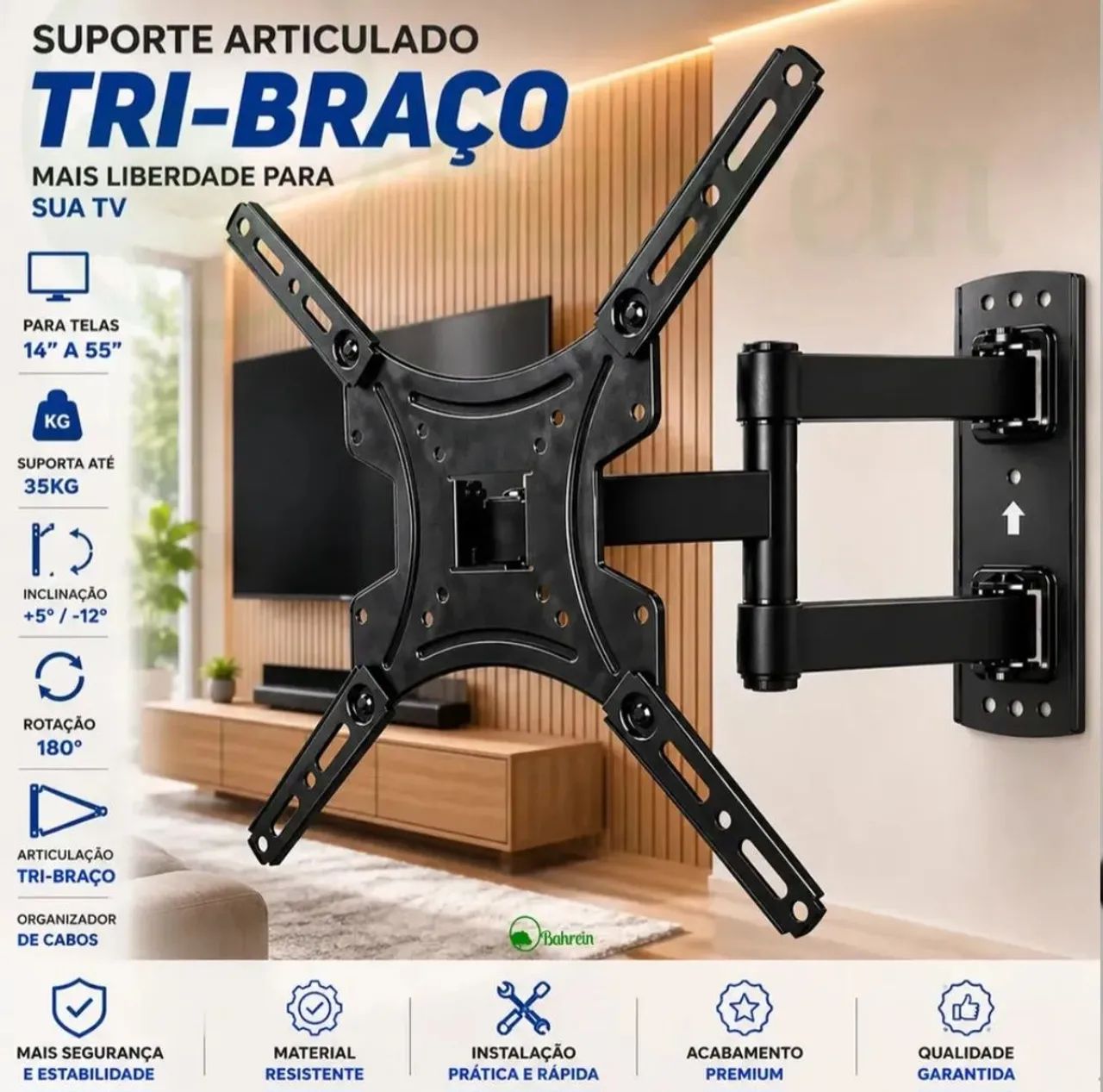 Suporte pra tv tri articulado de 14 a 55 polegadas completo com parafusos