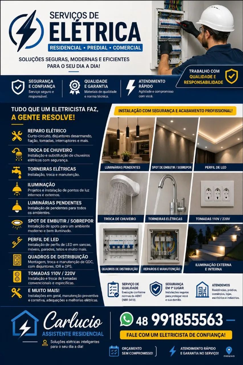 Eletricista Sul da Ilha - Elétrica e Ar condicionado 