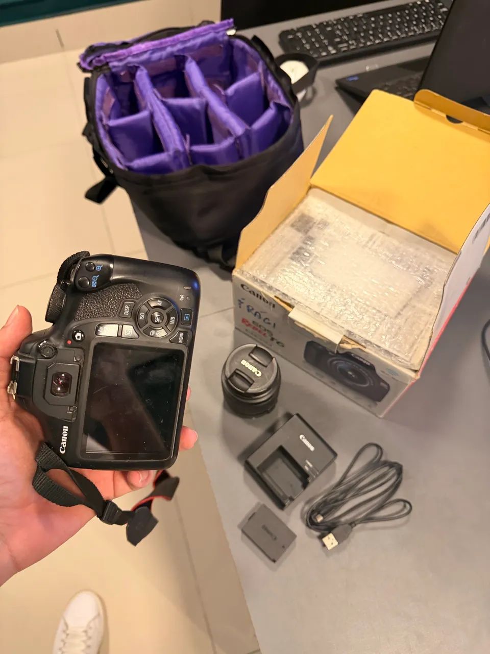 Kit completo Cânon T6 + mochila de transporte 