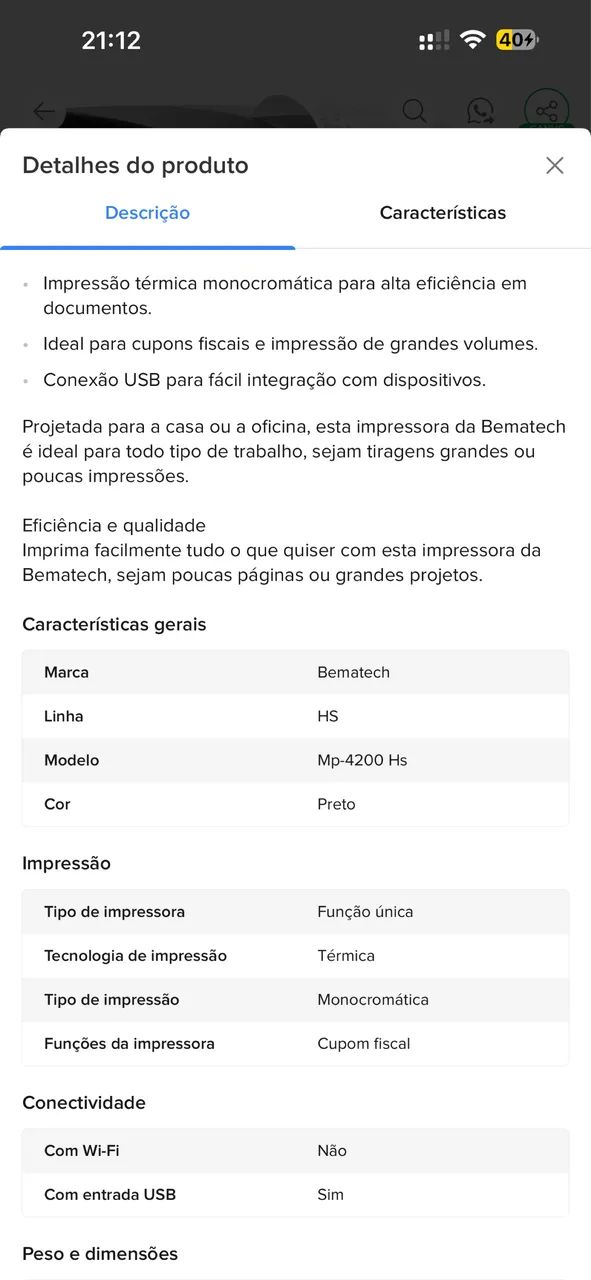 Impressora térmica de cupom Bematech Hp- 4200 - Foto 5