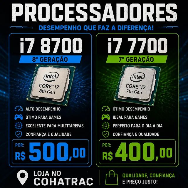 Proceesadores i7 - De 7° e de 8° Geração (Loja no Cohatrac)