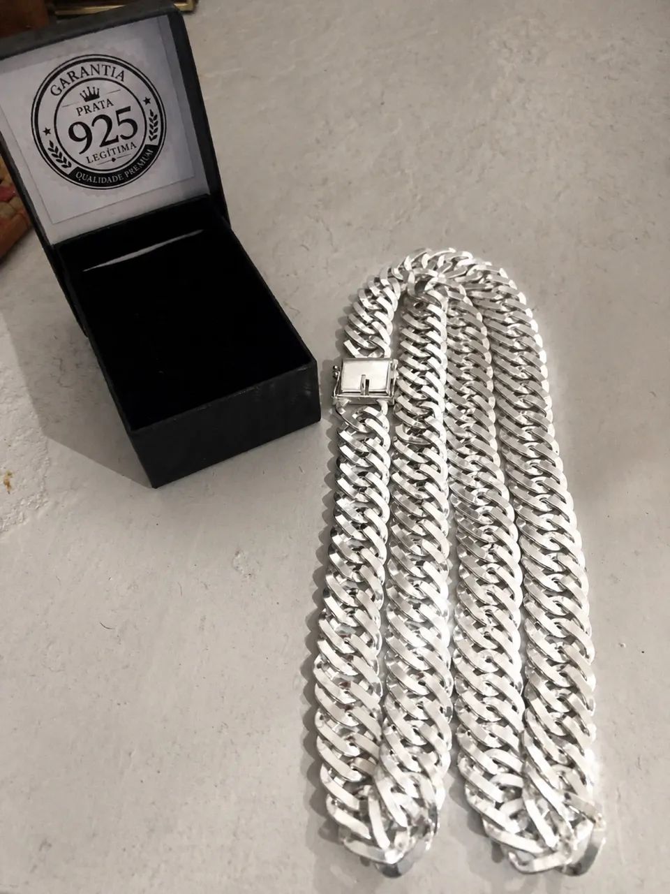 Prata 925 grossa masculina 15MM 70cm
