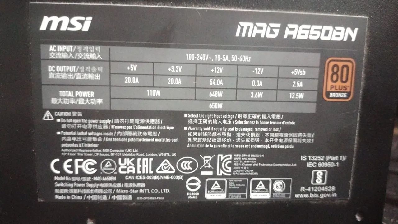 Fonte MSI MAG A650BN 650W - Foto 3