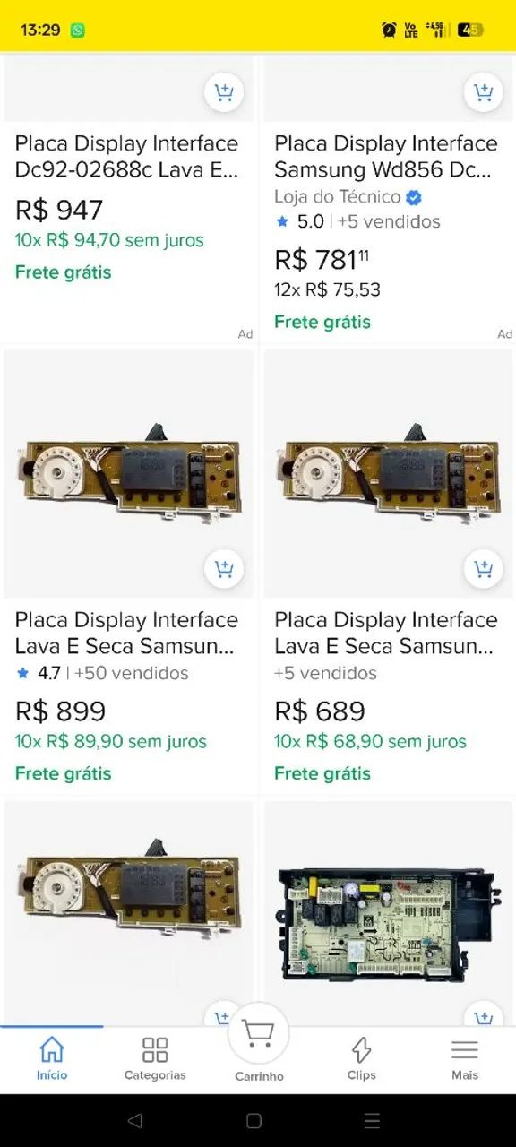 Placa Display Interface Lava E Seca Samsung WD106UHSAWQ... - Foto 5